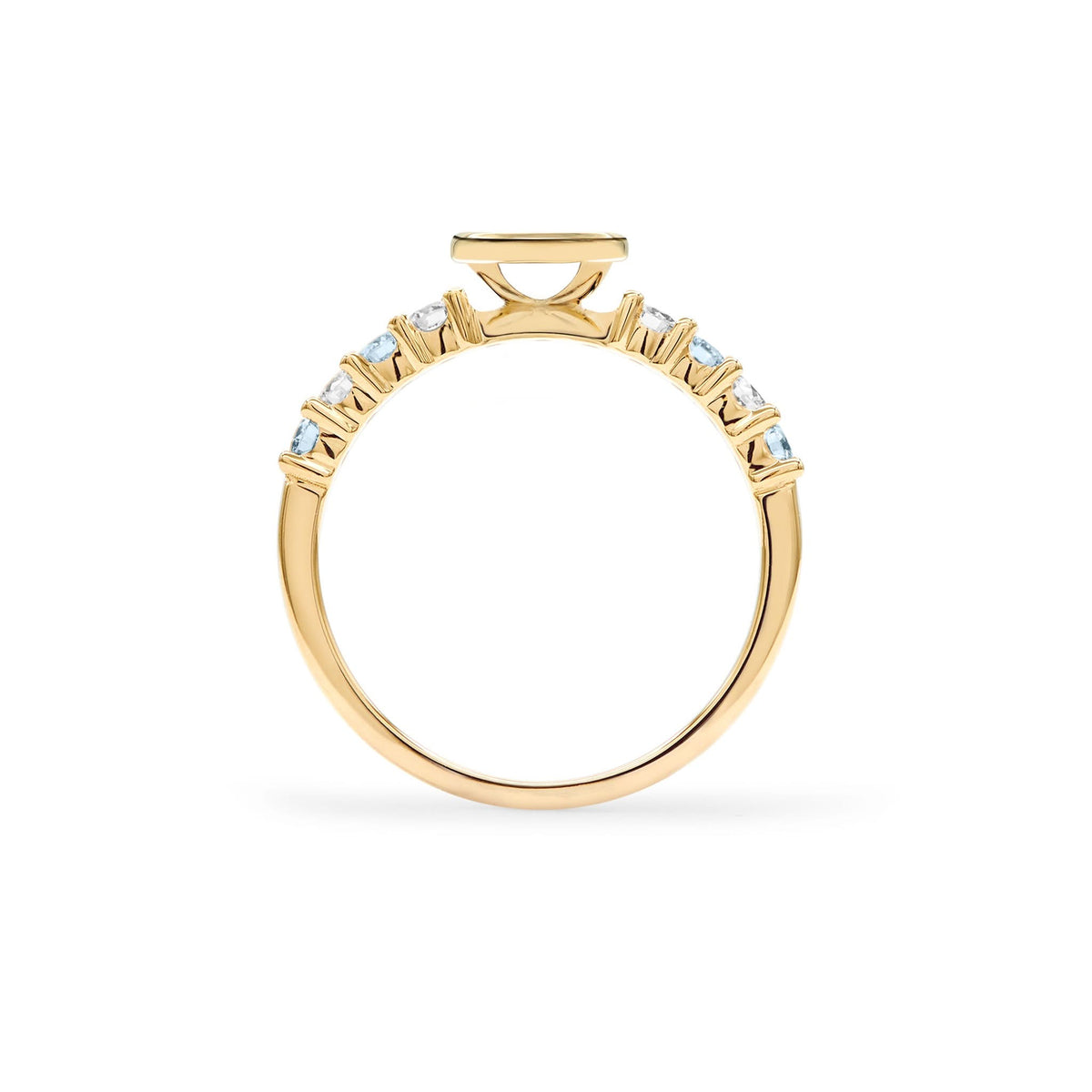 Rosecliff Letter Diamond & Nantucket Blue Topaz Ring in 14k Gold (December)