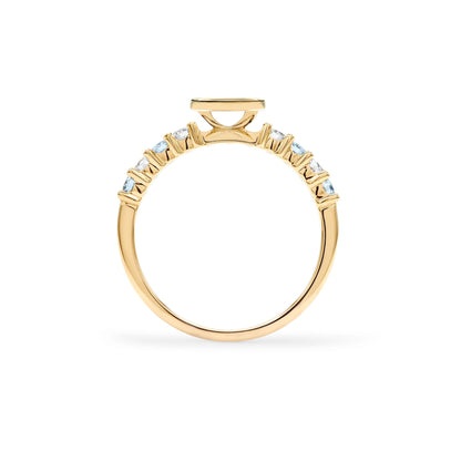 Rosecliff Letter Diamond & Nantucket Blue Topaz Ring in 14k Gold (December)