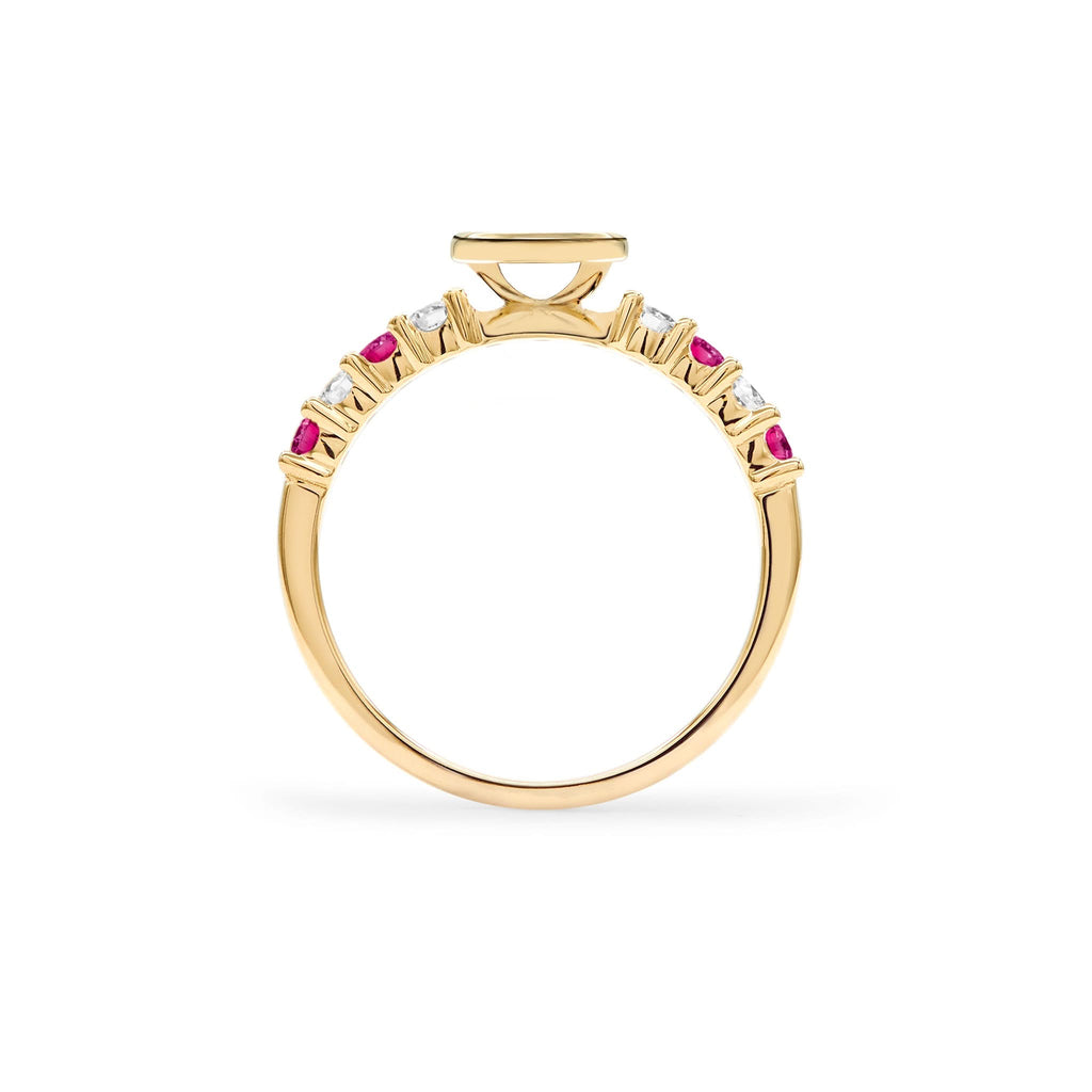 Rosecliff Letter Diamond & Ruby Ring in 14k Gold (July)