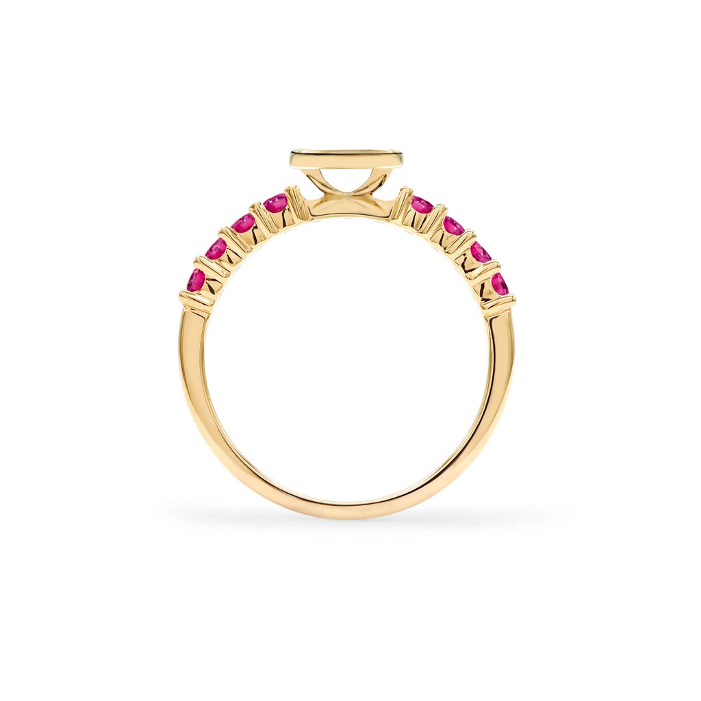 Rosecliff Letter Ruby Ring in 14k Gold (July)