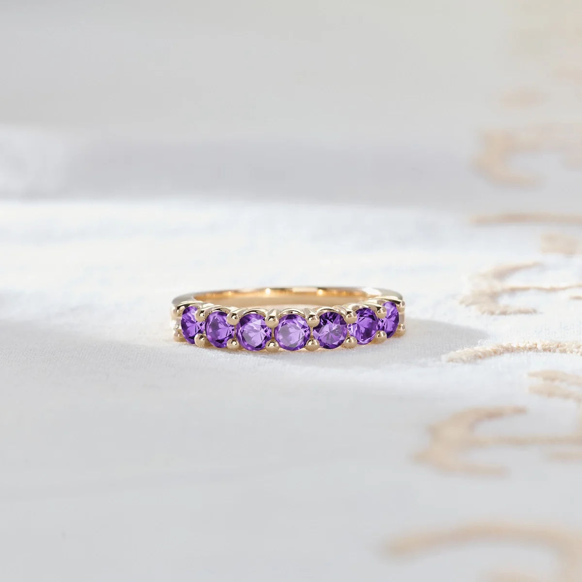 Rosecliff Luxe Amethyst Stackable Ring in 14k Gold (February