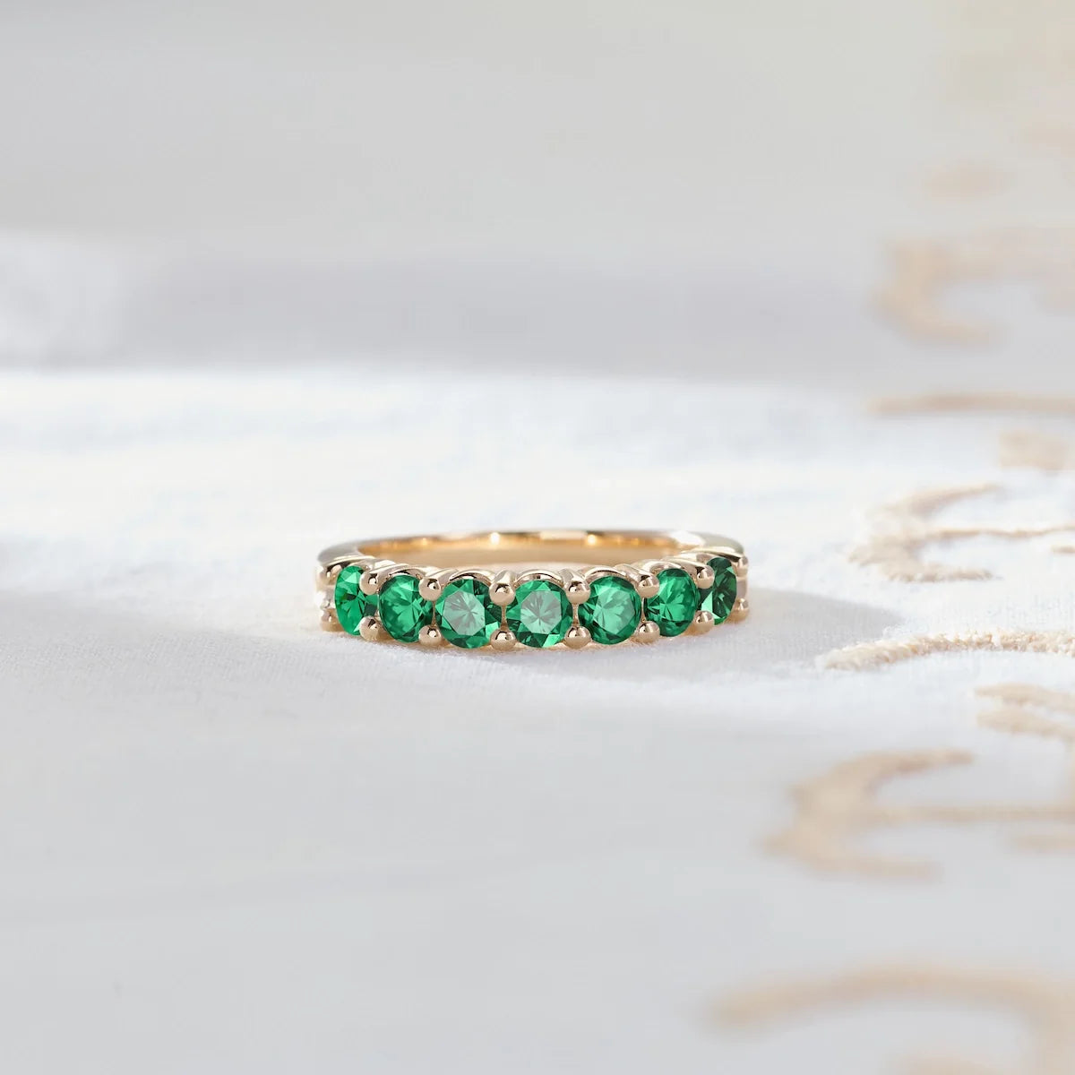 Rosecliff Luxe Emerald Stackable Ring in 14k Gold (May)