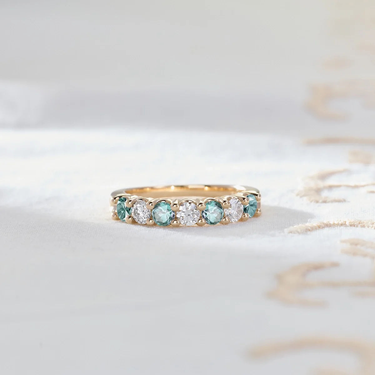 Rosecliff Luxe Diamond & Alexandrite Stackable Ring in 14k Gold (June)
