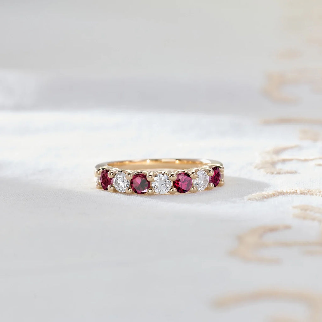 Rosecliff Luxe Diamond & Ruby Stackable Ring in 14k Gold (July)