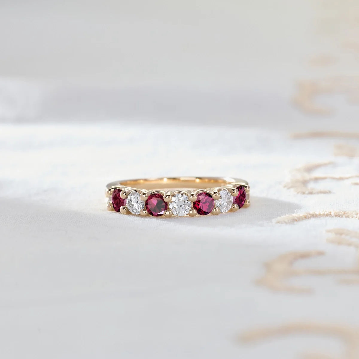 Rosecliff Luxe Diamond & Ruby Stackable Ring in 14k Gold (July)