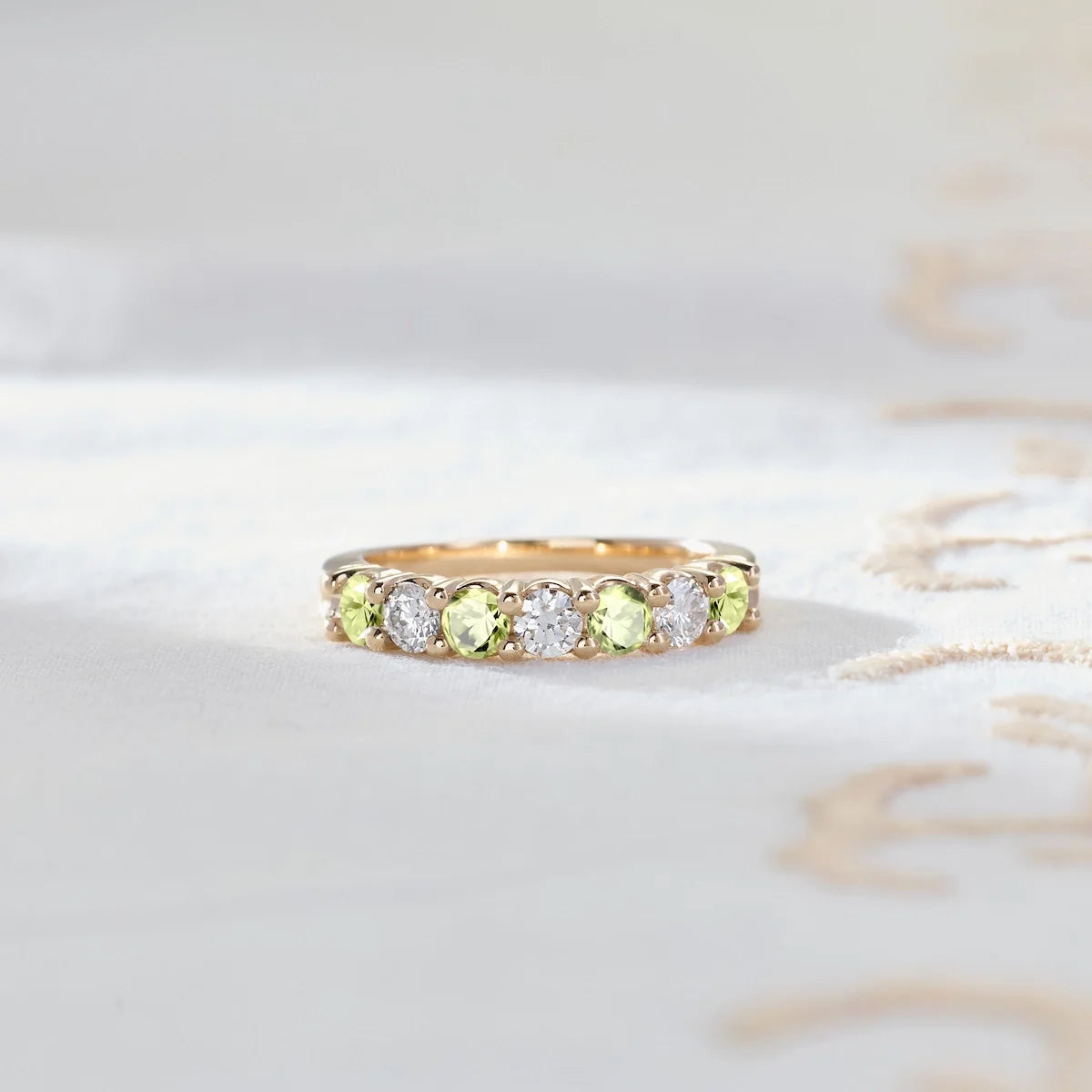 Rosecliff Luxe Diamond & Peridot Stackable Ring in 14k Gold (August)