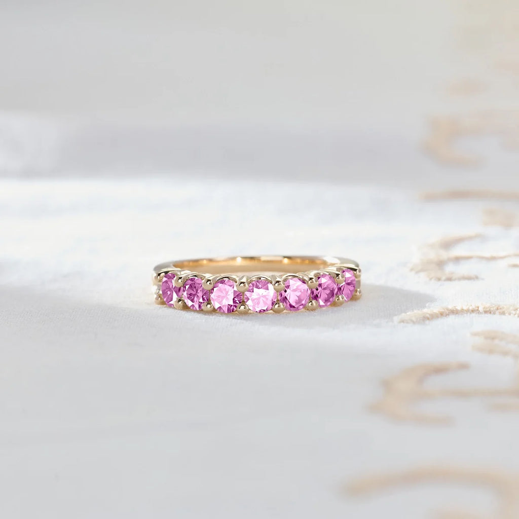 Rosecliff Luxe Pink Sapphire Stackable Ring in 14k Gold (October)
