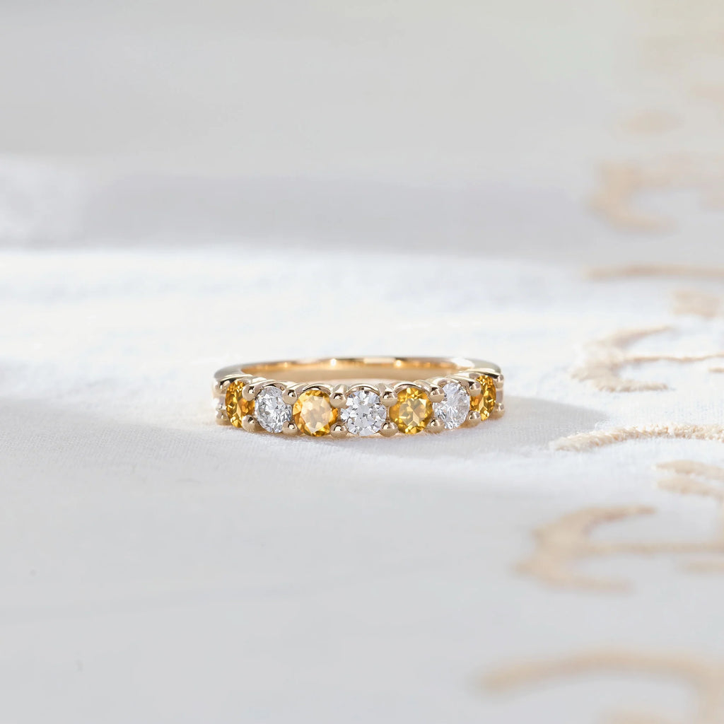 Rosecliff Luxe Diamond & Citrine Stackable Ring in 14k Gold (November)