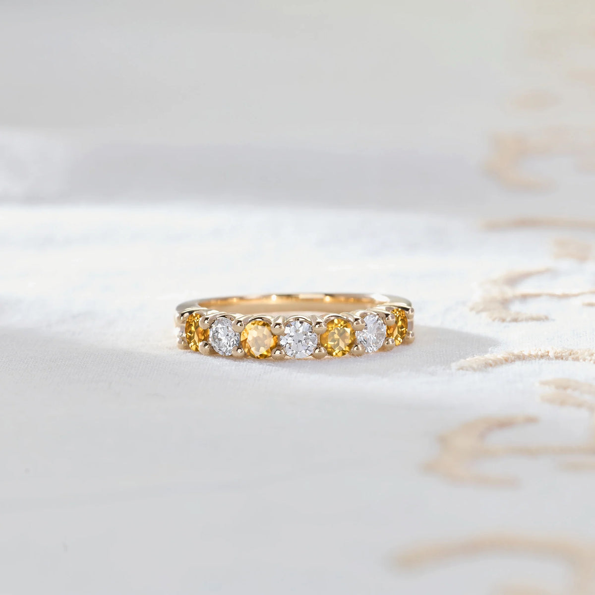 Rosecliff Luxe Diamond & Citrine Stackable Ring in 14k Gold (November)