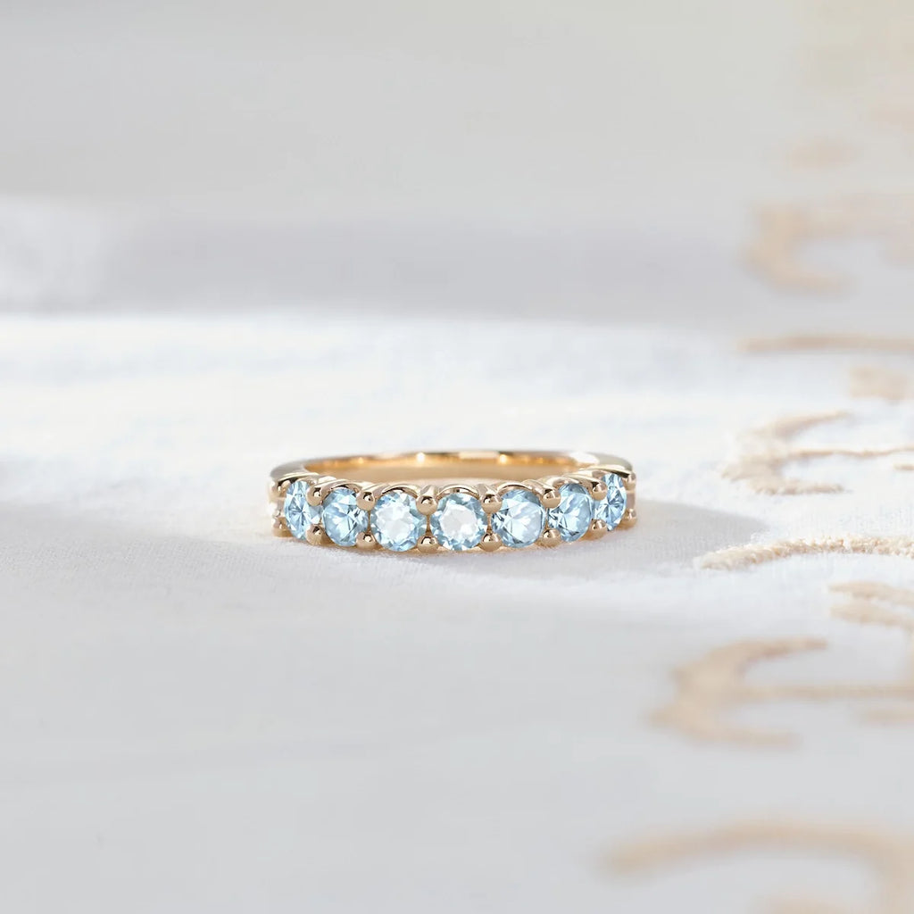 Rosecliff Luxe Nantucket Blue Topaz Stackable Ring in 14k Gold (December)