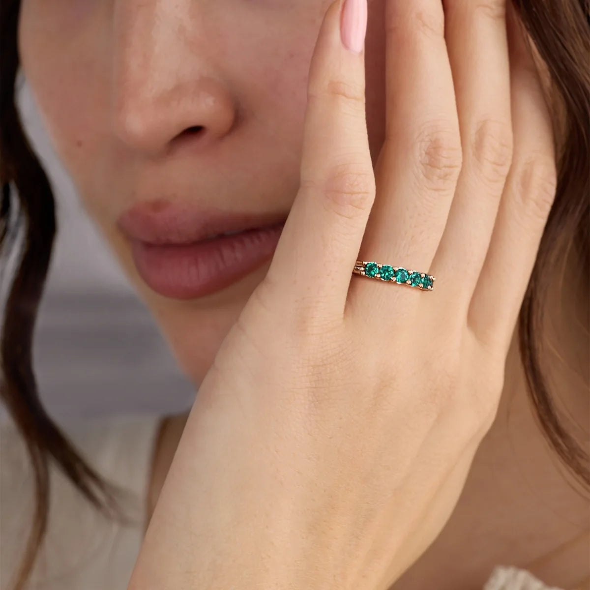 Rosecliff Luxe Emerald Stackable Ring in 14k Gold (May)