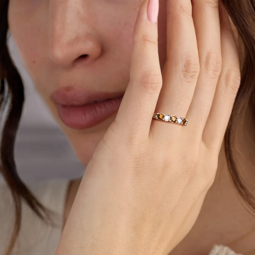 Rosecliff Luxe Diamond & Citrine Stackable Ring in 14k Gold (November)
