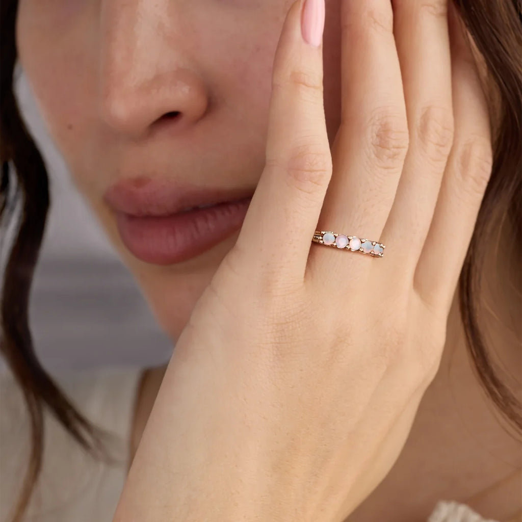 Rosecliff Luxe Opal Stackable Ring in 14k Gold (October)