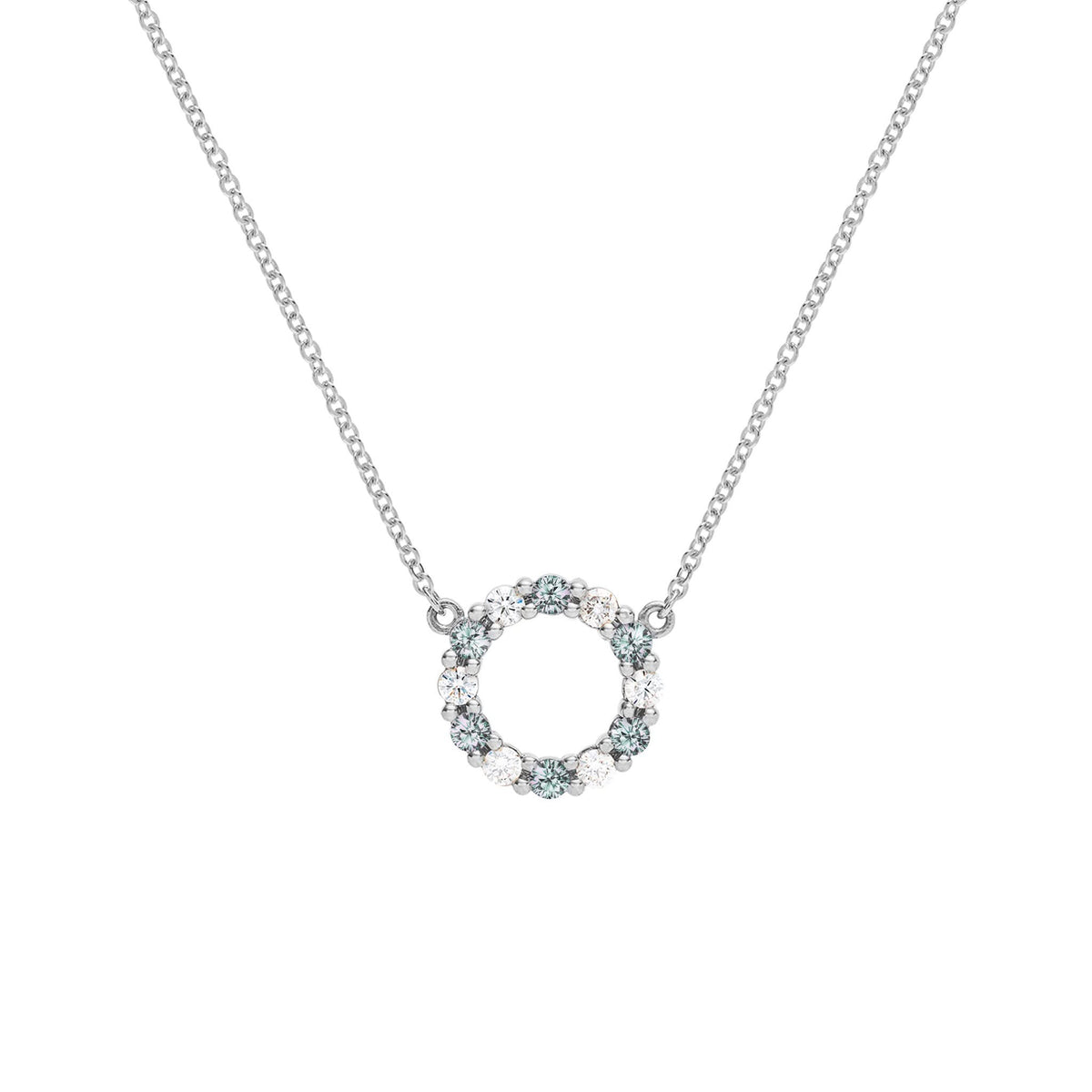 Rosecliff Small Circle Diamond & Alexandrite Necklace in 14k Gold (June)