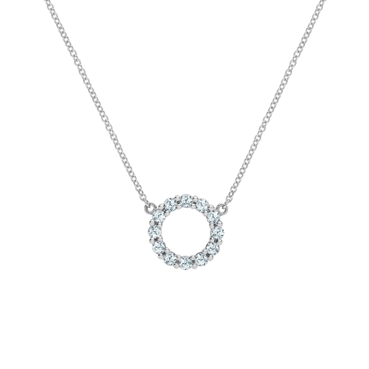 Rosecliff Small Circle Aquamarine Necklace in 14k Gold (March)