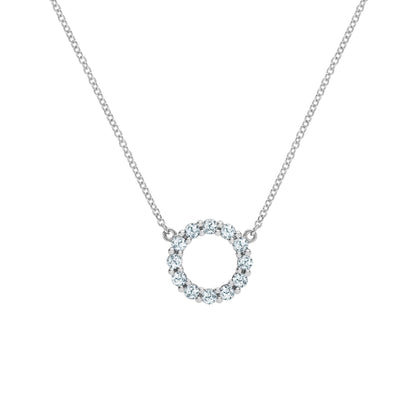 Rosecliff Small Circle Aquamarine Necklace in 14k Gold (March)