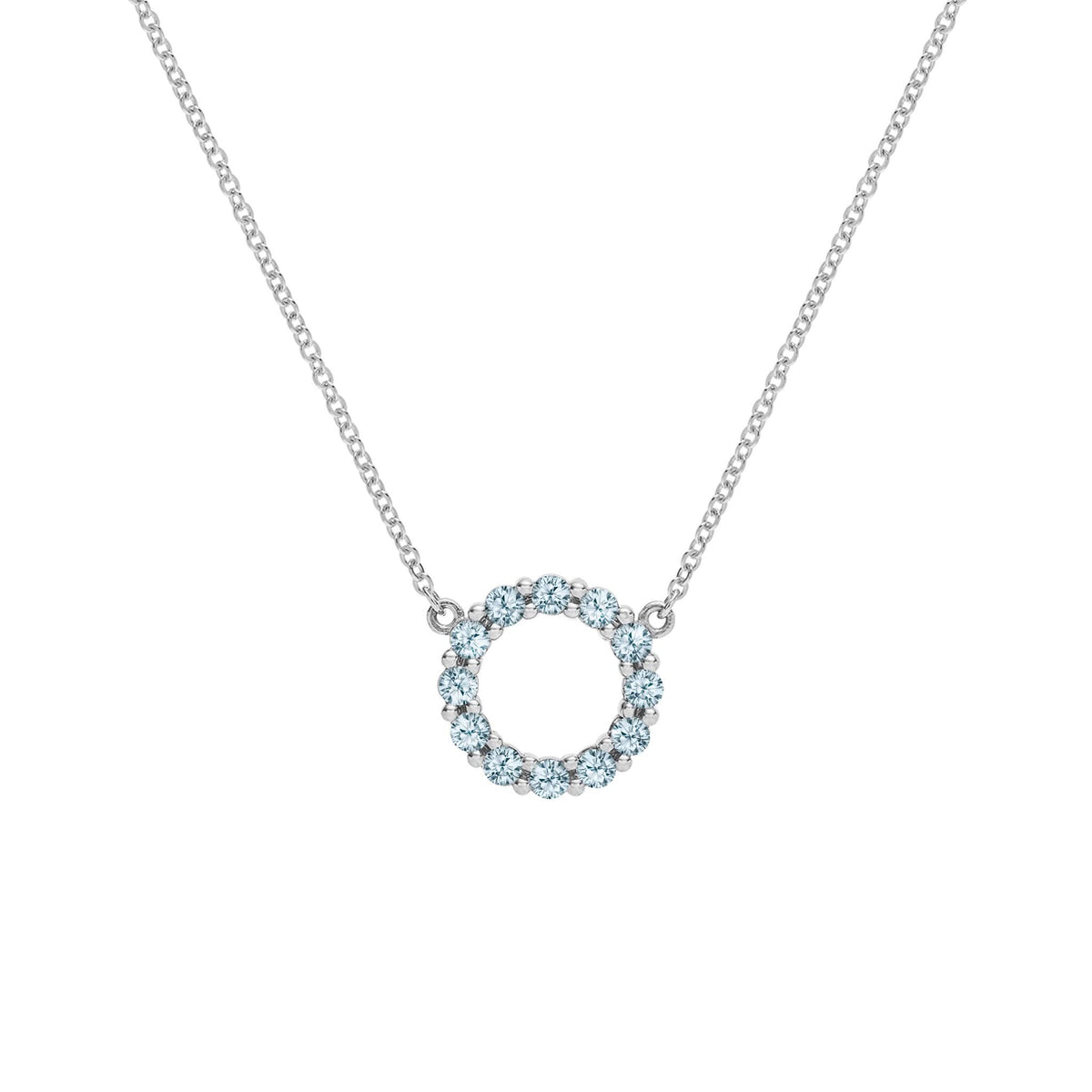 Rosecliff Small Circle Nantucket Blue Topaz Necklace in 14k Gold (December)