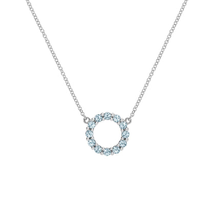 Rosecliff Small Circle Nantucket Blue Topaz Necklace in 14k Gold (December)