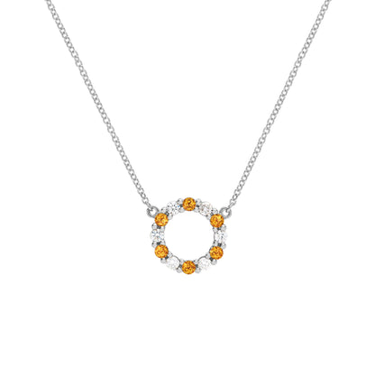 Rosecliff Small Circle Diamond & Citrine Necklace in 14k Gold (November)
