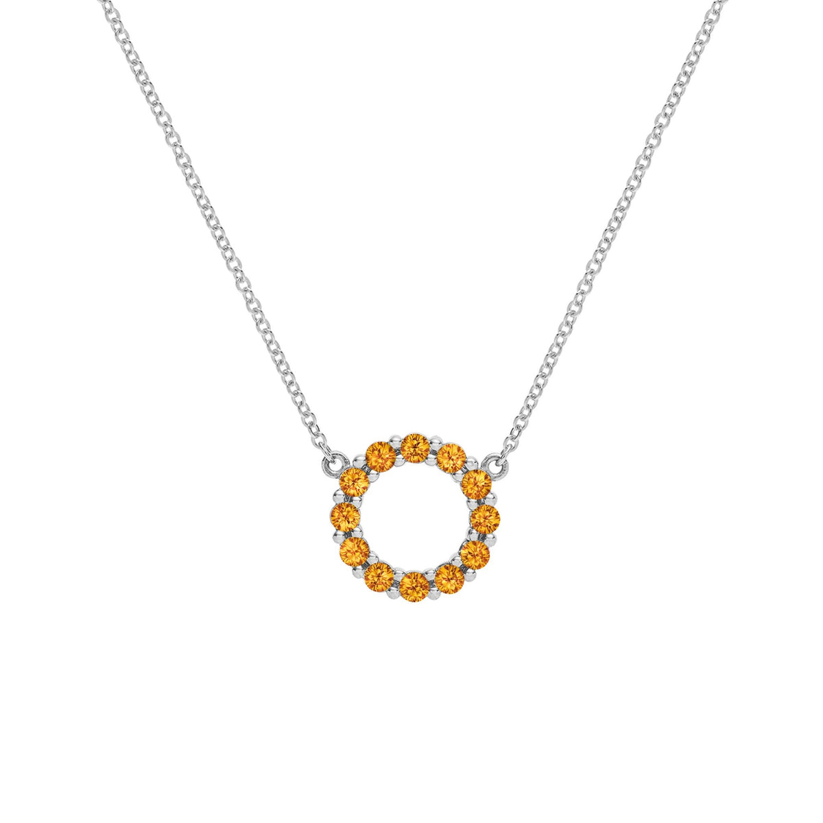 Rosecliff Small Circle Citrine Necklace in 14k Gold (November)