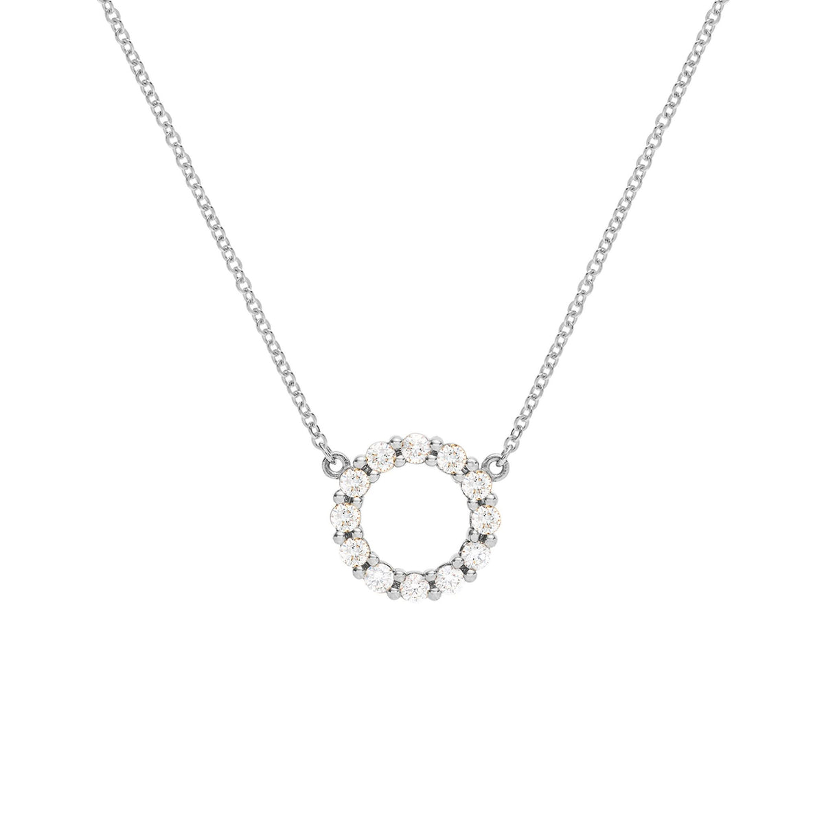 Rosecliff Small Circle Diamond Necklace in 14k Gold (April)