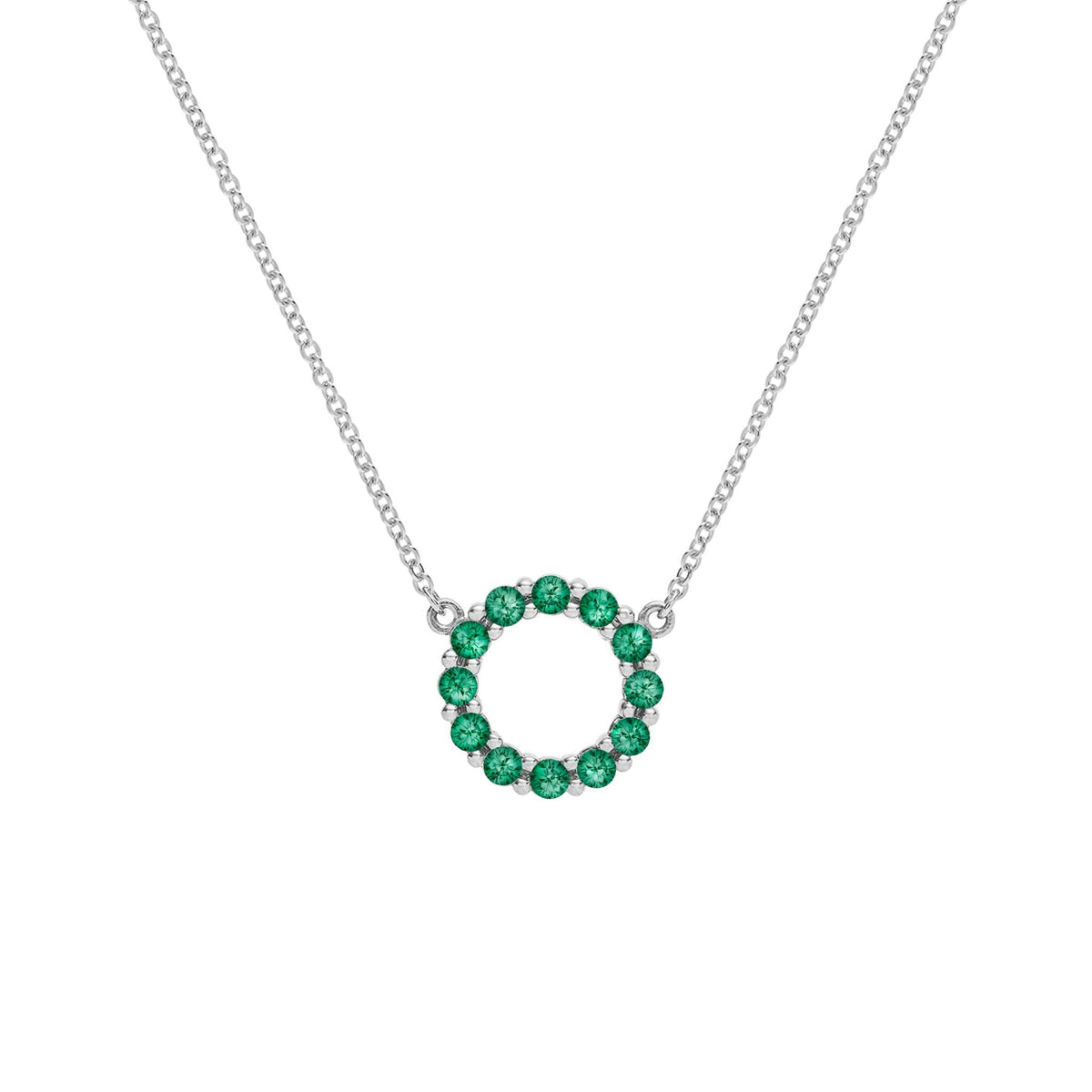 Rosecliff Small Circle Emerald Necklace in 14k Gold (May)