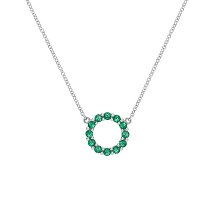Rosecliff Small Circle Emerald Necklace in 14k Gold (May)