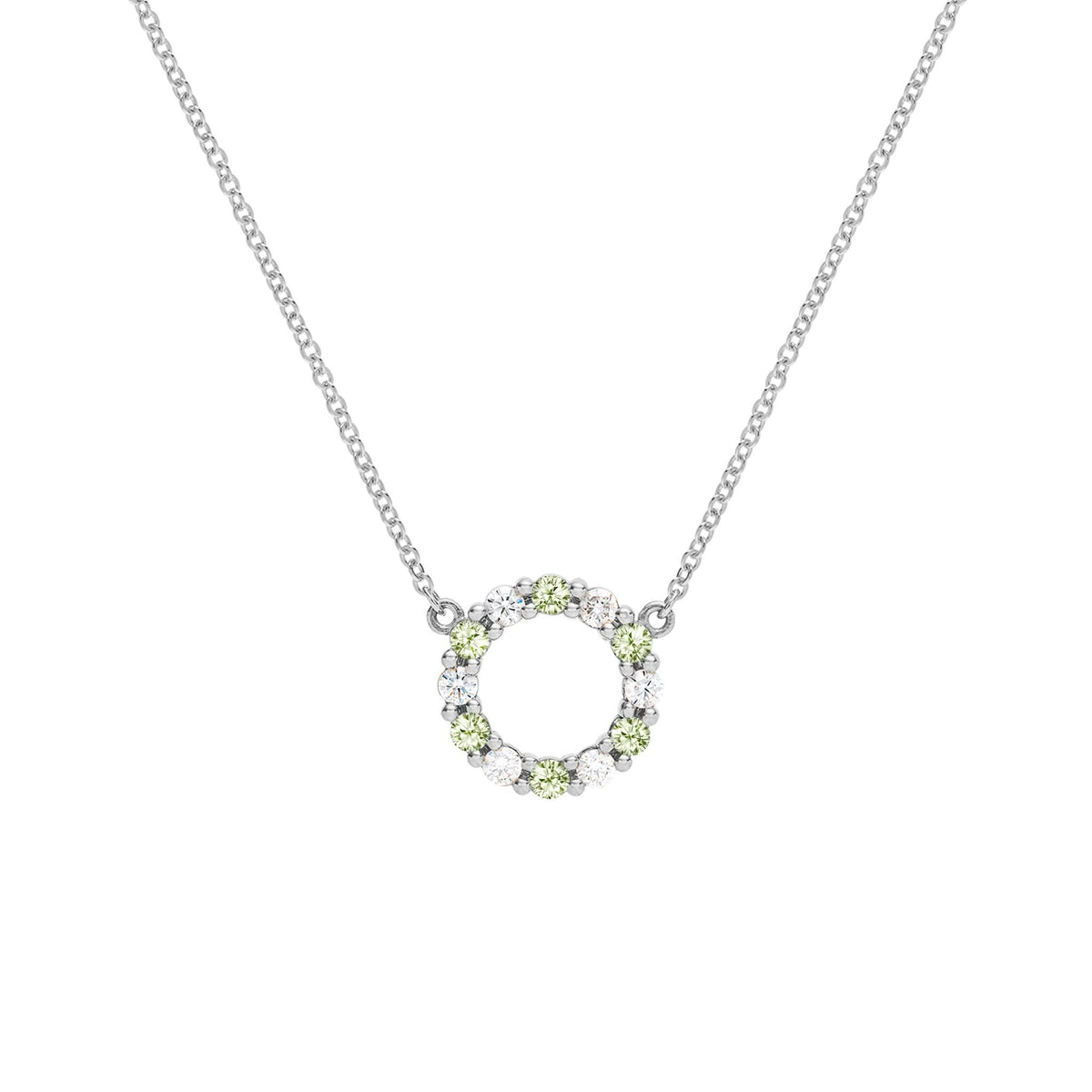 Rosecliff Small Circle Diamond & Peridot Necklace in 14k Gold (August)