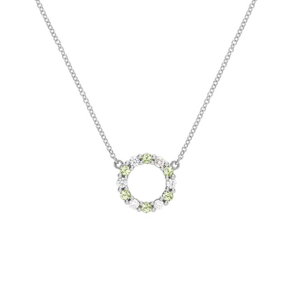 Rosecliff Small Circle Diamond & Peridot Necklace in 14k Gold (August)
