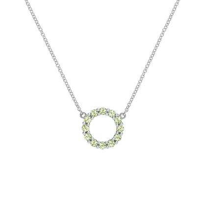 Rosecliff Small Circle Peridot Necklace in 14k Gold (August)