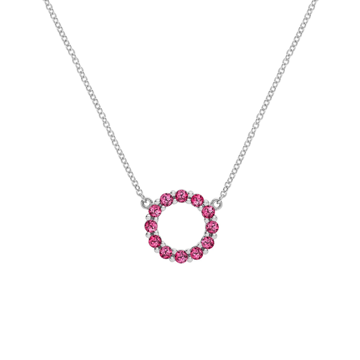 Rosecliff Small Circle Ruby Necklace in 14k Gold (July)