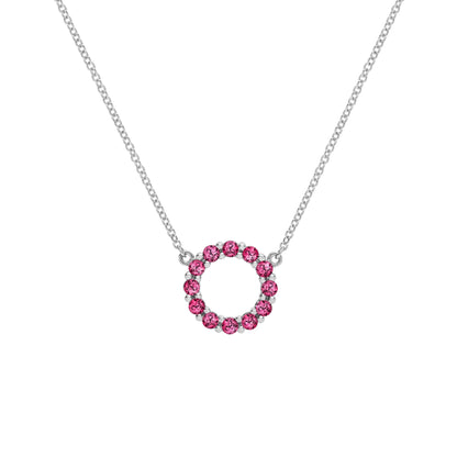 Rosecliff Small Circle Ruby Necklace in 14k Gold (July)