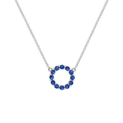 Rosecliff Small Circle Sapphire Necklace in 14k Gold (September)
