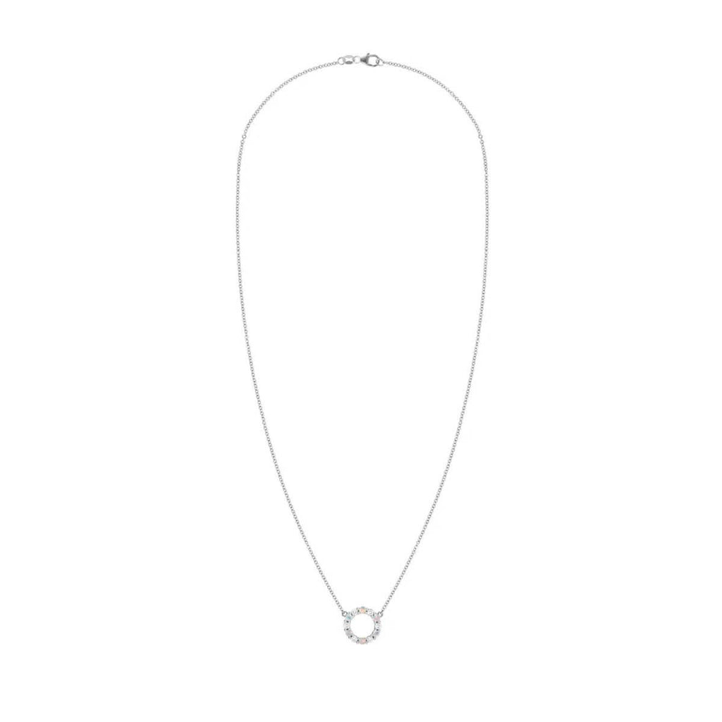 Rosecliff Small Circle Diamond & Opal Necklace in 14k Gold (October)