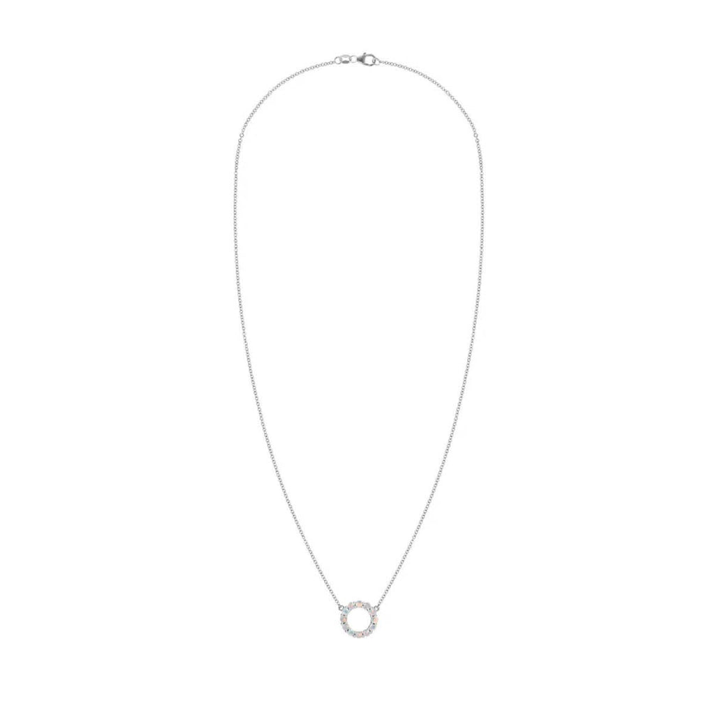Rosecliff Small Circle Opal Necklace in 14k Gold (October)