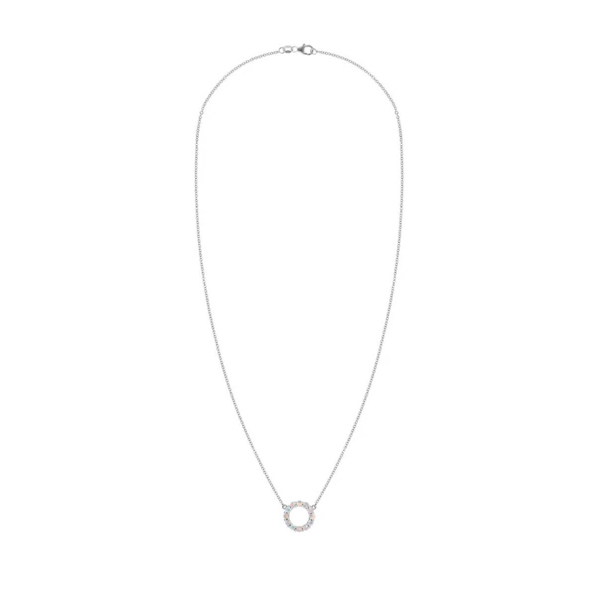 Rosecliff Small Circle Opal Necklace in 14k Gold (October)