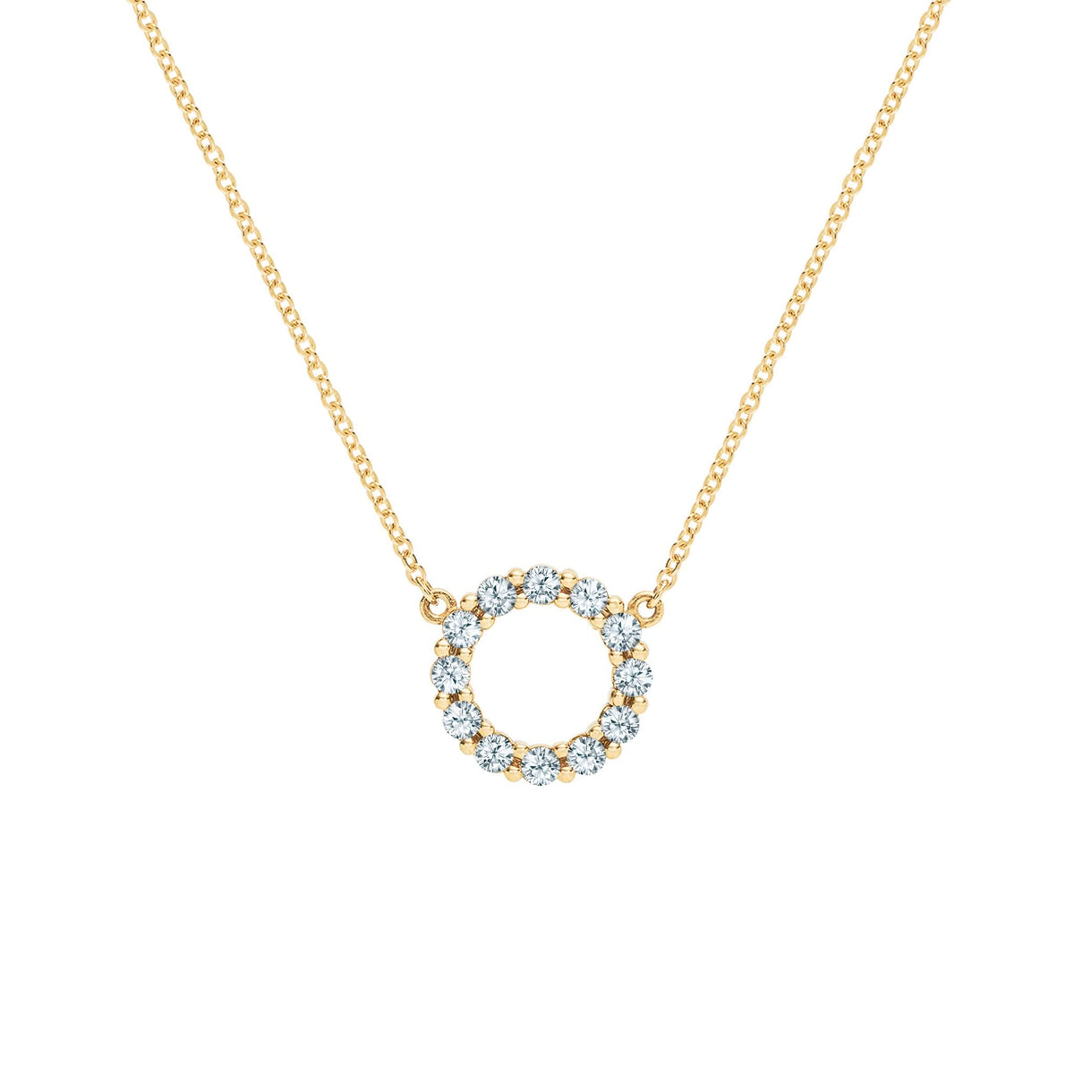 Rosecliff Small Circle Aquamarine Necklace in 14k Gold (March)