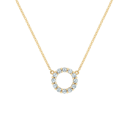 Rosecliff Small Circle Aquamarine Necklace in 14k Gold (March)