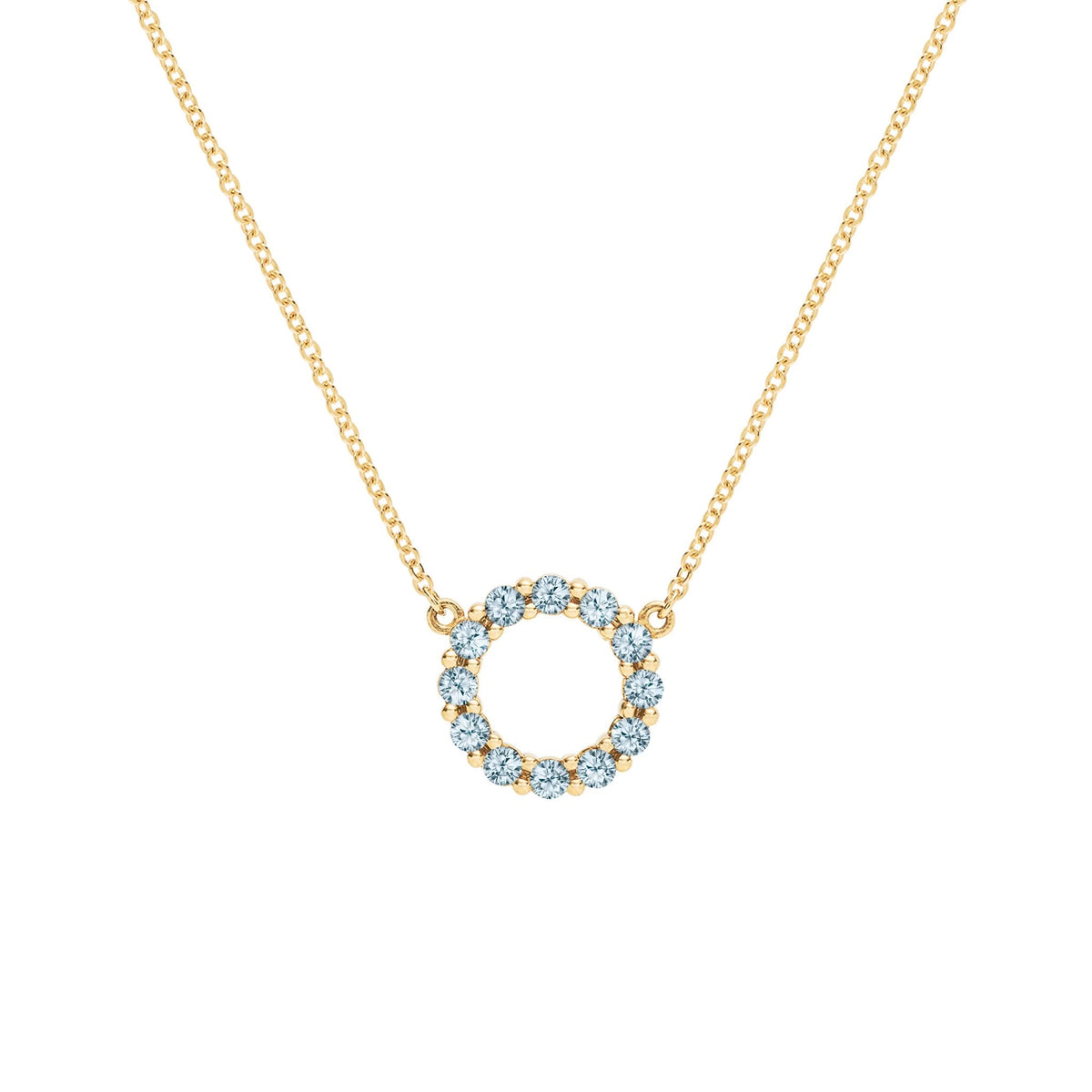 Rosecliff Small Circle Nantucket Blue Topaz Necklace in 14k Gold (December)