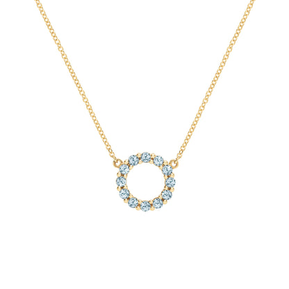 Rosecliff Small Circle Nantucket Blue Topaz Necklace in 14k Gold (December)