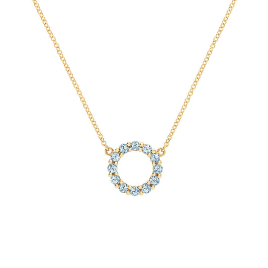 Rosecliff Small Circle Nantucket Blue Topaz Necklace in 14k Gold (December)