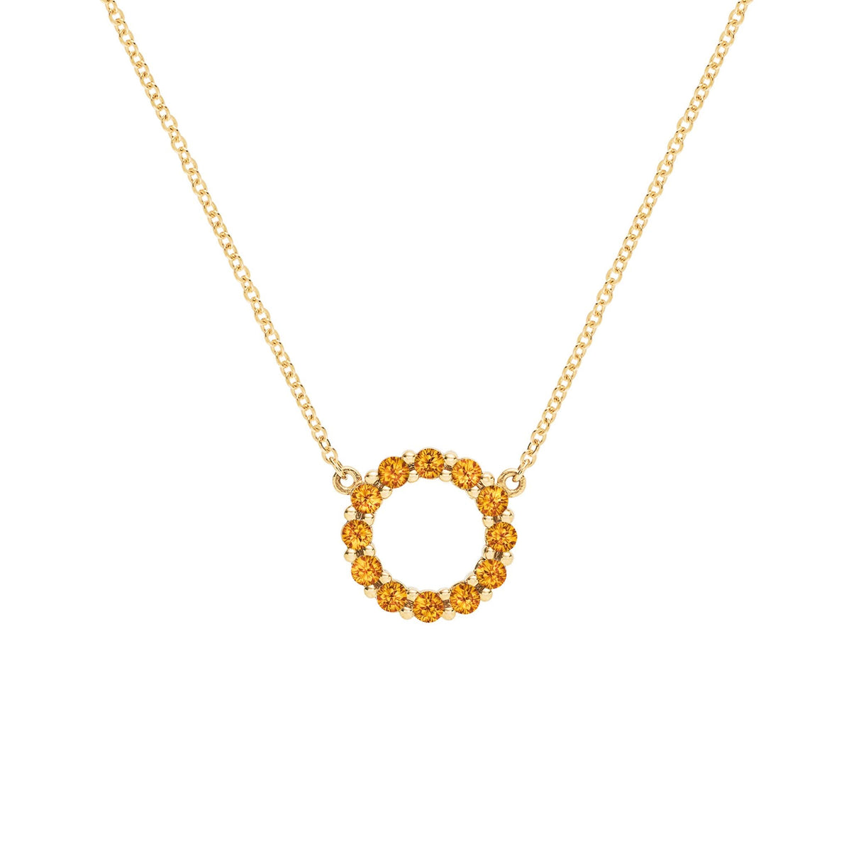 Rosecliff Small Circle Citrine Necklace in 14k Gold (November)