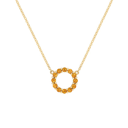 Rosecliff Small Circle Citrine Necklace in 14k Gold (November)