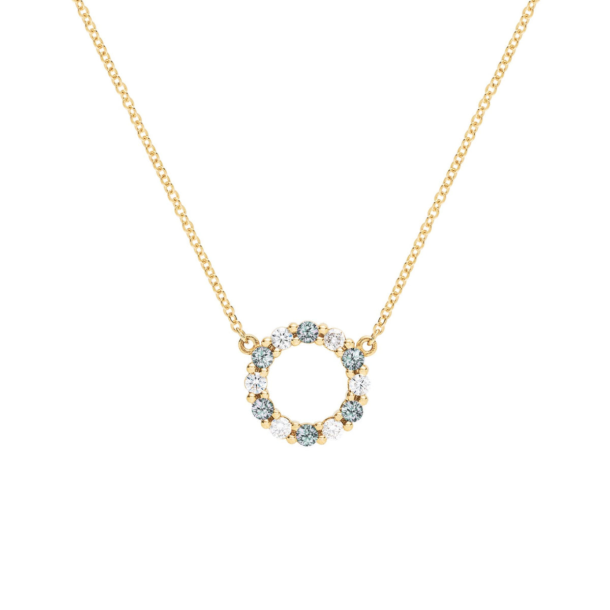 Rosecliff Small Circle Diamond & Alexandrite Necklace in 14k Gold (June)