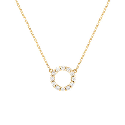 Rosecliff Small Circle Diamond Necklace in 14k Gold (April)