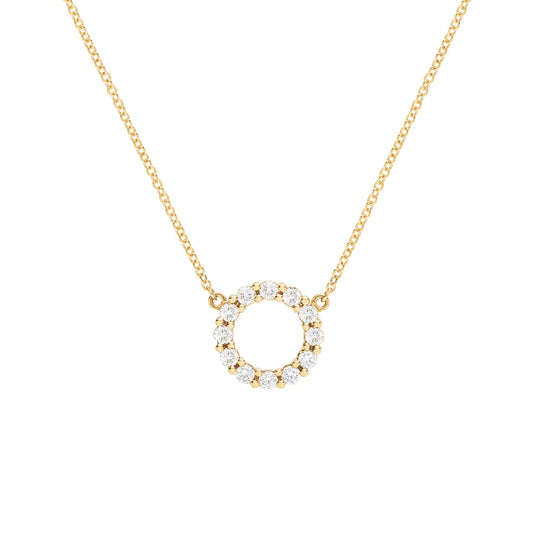 Rosecliff Small Circle Diamond Necklace in 14k Gold (April)