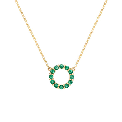 Rosecliff Small Circle Emerald Necklace in 14k Gold (May)