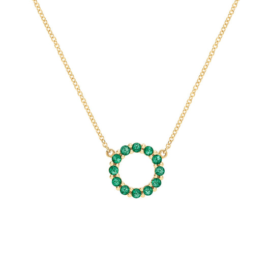Rosecliff Small Circle Emerald Necklace in 14k Gold (May)
