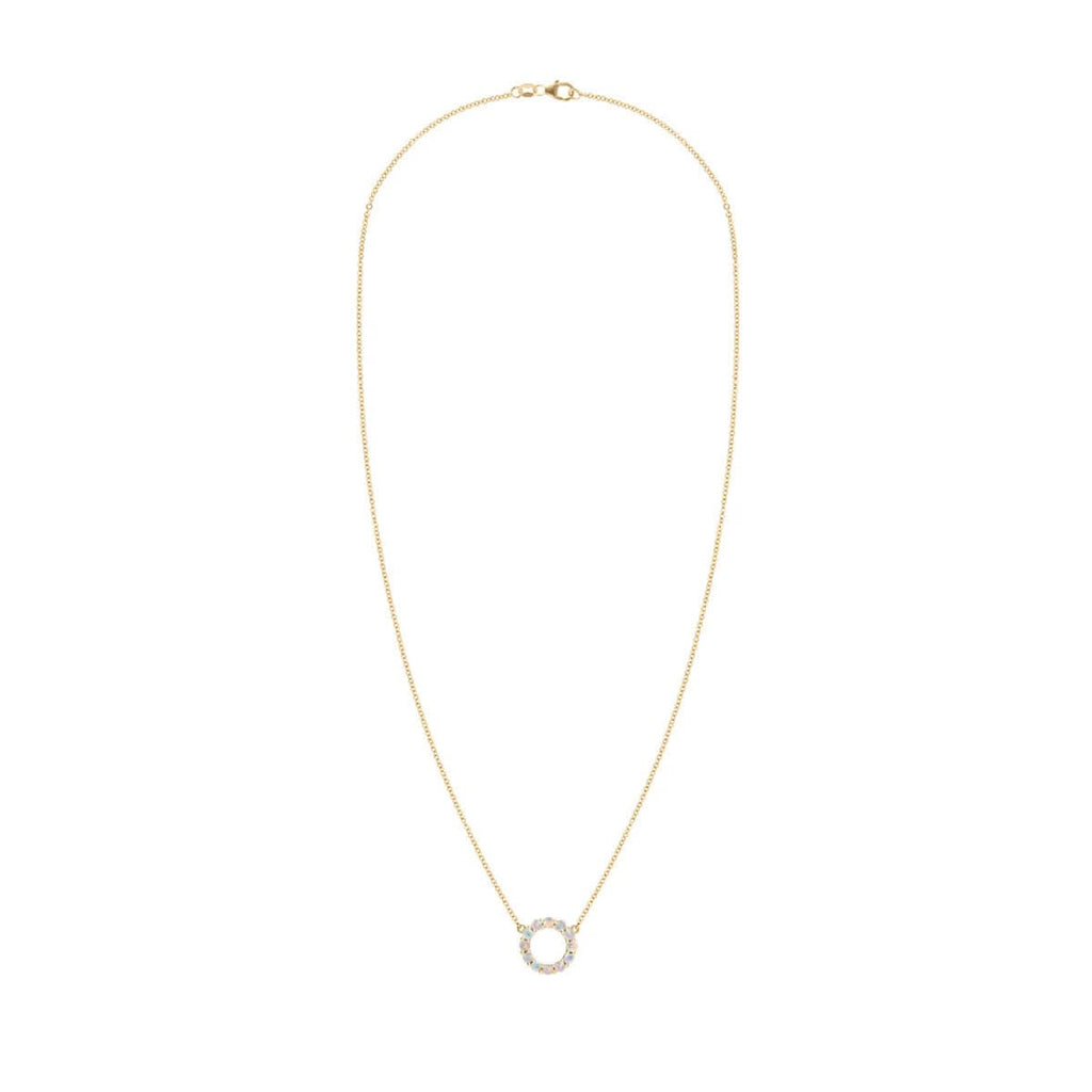 Rosecliff Small Circle Opal Necklace in 14k Gold (October)