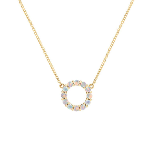 Rosecliff Small Circle Opal Necklace in 14k Gold (October)
